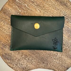 Genuine Leather Wallet  DARK GREEN Credit Card Holder Wallet NEW FAST SHIP